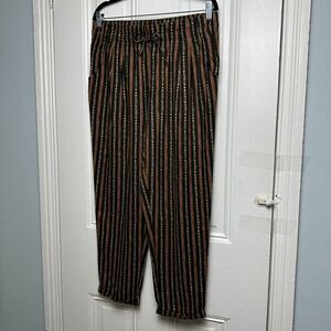 Garnet Hill Pants Women Medium Black Boho Tencel Lyocell Elastic Waist Cropped